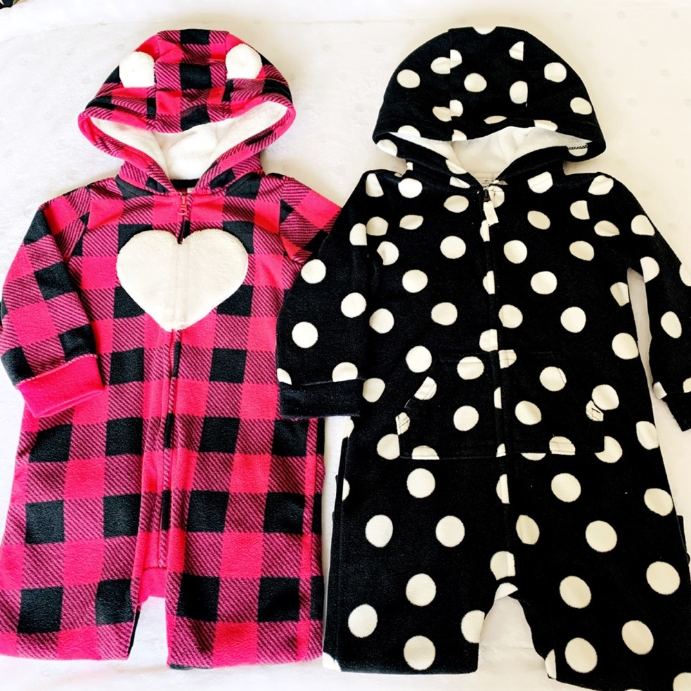🛍 2 Carter’s Baby Girl Fleece Jumpsuits
